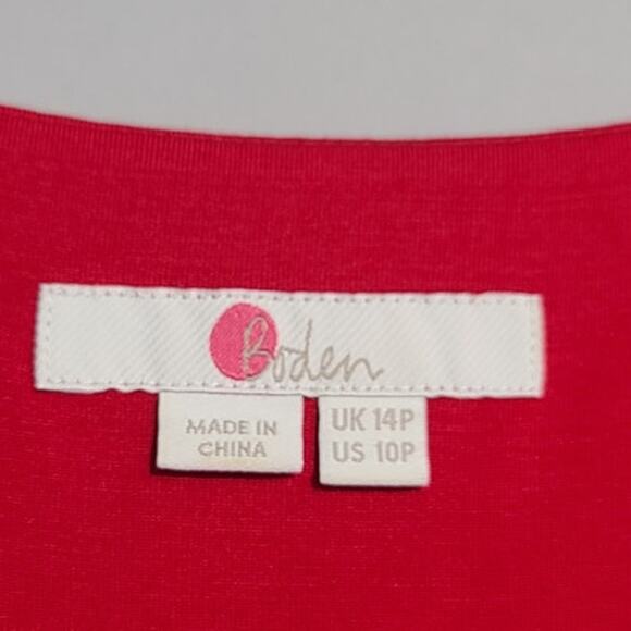 Boden Juliet Poinsettia Jersey Pleated Midi Dress Size 10 P Red/Pink Chevron - Picture 4 of 5